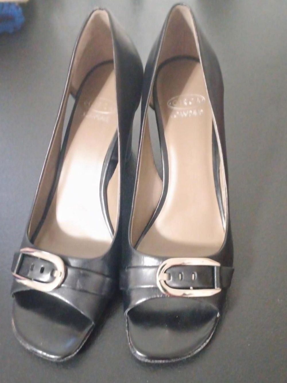 Joan & David Brown Peep-Toe Pumps with Buckle 8M